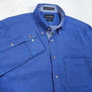 Paul Frederick Button Down Oxford Dress Shirt Mens Large Royal Blue Long Sleeve